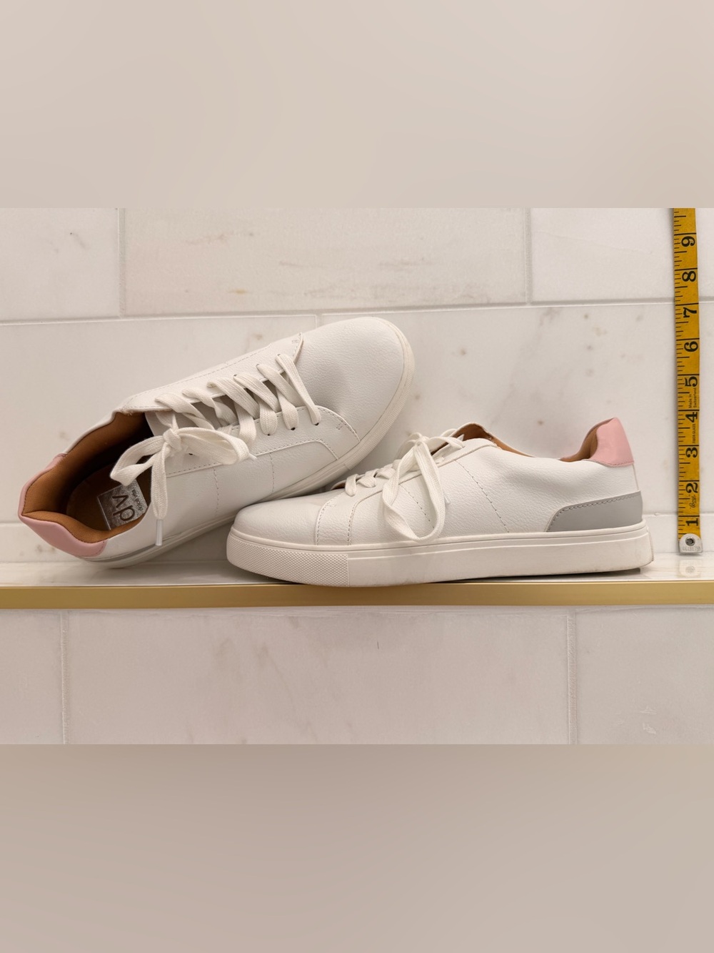 Dolce Vita White Low-Top Sneakers with Pink Heel